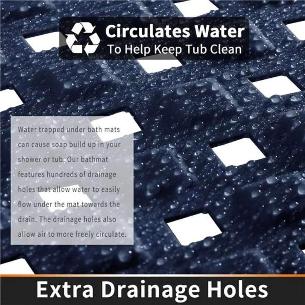 Bathtub Mat Non Slip, 27.5x15.5 Inch Shower Mat with Drain Holes